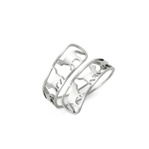 fycouyee Niedlicher hohler herzförmiger Ring Kätzchen Gehöffnung Edelstahlring von fycouyee