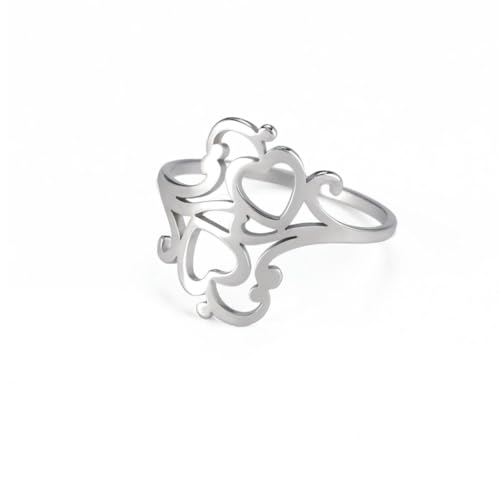 fycouyee Niedliches Paar hohles Herz Edelstahlringe von fycouyee