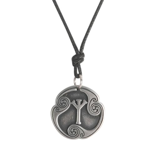 fycouyee Nordic 24 Lunn Buchstaben Edelstahl Symbol Wende-Vintage-Pullover-Halskette von fycouyee