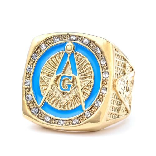 fycouyee Nordischer Vintage freimaurerischer Ring aus Edelstahl mit Diamanten besetzt AG von fycouyee