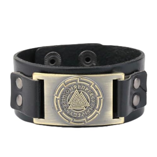 fycouyee Nordisches Nieten Rindsleder Metall Odin Dreieck Runn Letter Paar Lederarmband von fycouyee