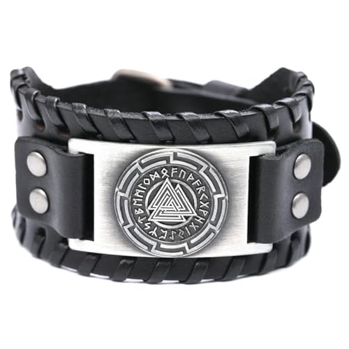 fycouyee Nordisches Nieten Rindsleder Metall Odin Dreieck Runn Letter Paar Lederarmband von fycouyee
