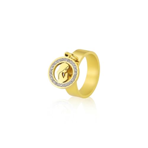 fycouyee Ornament Diamant Lünette Gebetsanhänger Edelstahl Ring von fycouyee