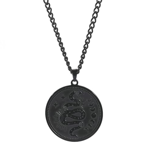 fycouyee Ornament Mondphase gebogene Schlange Medaillon Anhänger Edelstahl Halskette fycouyee Ornament Mondphase gebogene Schlange Medaillon Anhänger Edelstahl Halskette von fycouyee