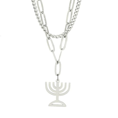 fycouyee Ornament Titan Stahl hohler Kerzenständer Anhänger Doppelkette Edelstahl Halskette von fycouyee