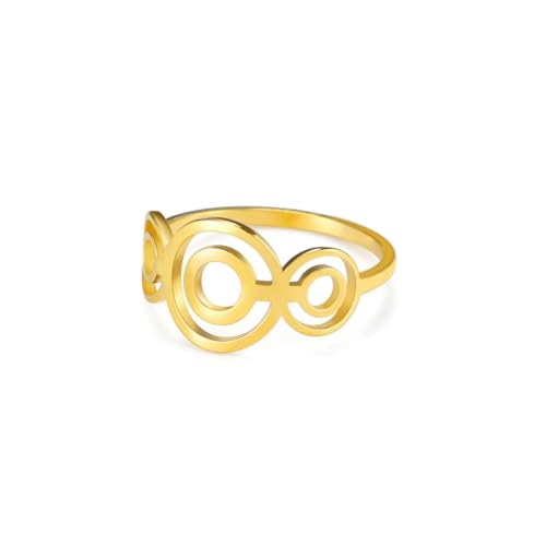 fycouyee Ornament geometrischer hohler Doppelbandring aus Edelstahl fycouyee Ornament geometrischer hohler Doppelbandring aus Edelstahl von fycouyee