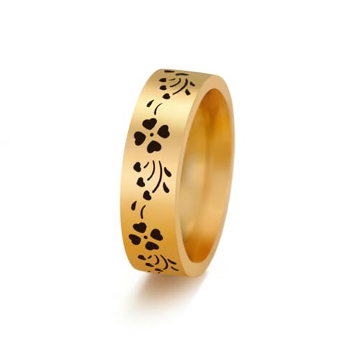 fycouyee PAAR SCHMUCK LIEBE VIERBLÄTTRIGES KLEEBLATT 6MM BREITER RING AUS EDELSTAHL von fycouyee