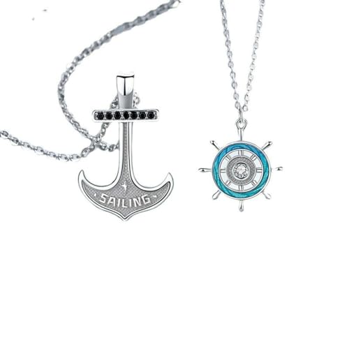 fycouyee Paar Halskette Männer und Frauen Paare Emaille Luxus Nische Anker Anhänger von fycouyee
