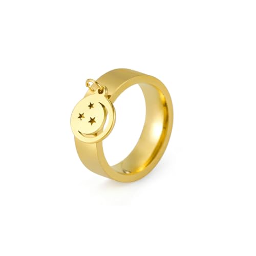 fycouyee Paar Ring Vintage Mode Nische Clown Smiley Gesicht Medaillon Anhänger Edelstahl Ring von fycouyee
