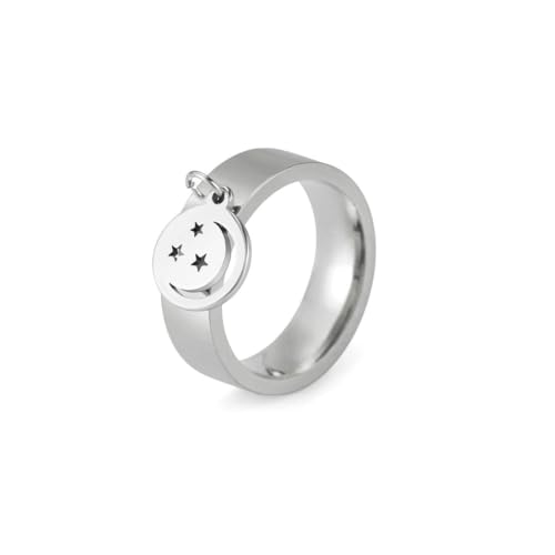 fycouyee Paar Ring Vintage Mode Nische Clown Smiley Gesicht Medaillon Anhänger Edelstahl Ring von fycouyee