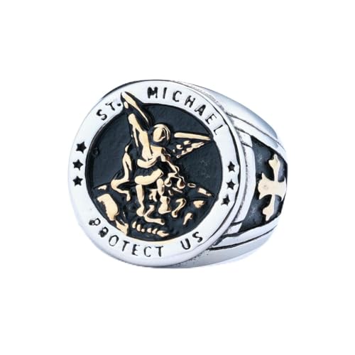 fycouyee Persönlichkeit Engel Kreuz Ring Edelstahl Herren von fycouyee