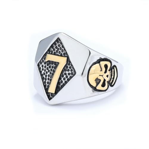 fycouyee Persönlichkeit Glückszahl 7 Totenkopf Herren Ring Punk Ornament von fycouyee