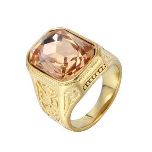 fycouyee Persönlichkeit Gold Mehrfarbig Edelstein Ring Rock Punk Herren Ring von fycouyee