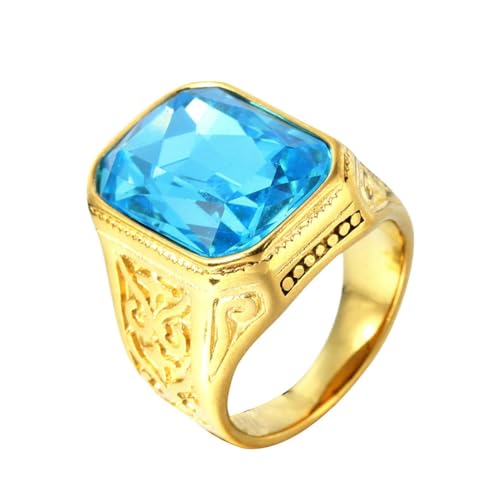 fycouyee Persönlichkeit Gold Mehrfarbig Edelstein Ring Rock Punk Herren Ring von fycouyee