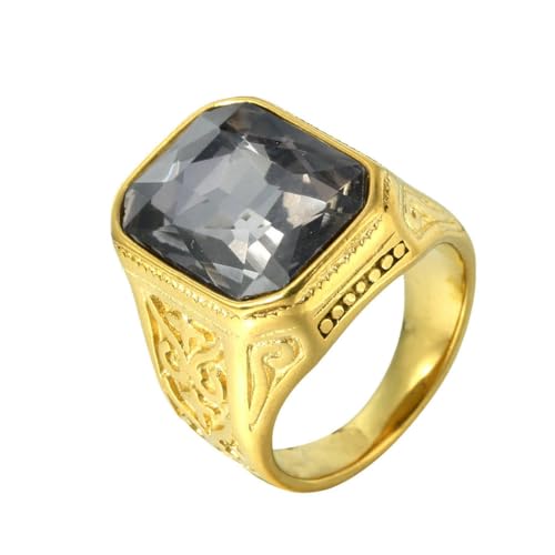 fycouyee Persönlichkeit Gold Mehrfarbig Edelstein Ring Rock Punk Herren Ring von fycouyee