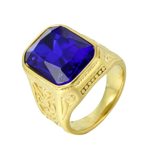 fycouyee Persönlichkeit Gold Mehrfarbig Edelstein Ring Rock Punk Herren Ring von fycouyee