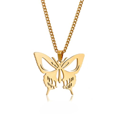 fycouyee Persönlichkeit Innovation dunkle Unisex-Stil Schmetterling Schädel Titan Stahl Halskette fycouyee Persönlichkeit Innovation dunkle Unisex-Stil Schmetterling Schädel Titan Stahl Halskette von fycouyee