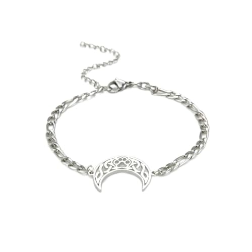 fycouyee Persönlichkeit Katze Klaue Mond Anhänger Figaro Kette Edelstahl Armband von fycouyee