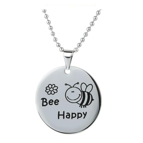 fycouyee Persönlichkeit Kreativer Brief Glücklich Edelstahl Halskette Anhänger Biene Schmuck Schlüsselanhänger von fycouyee