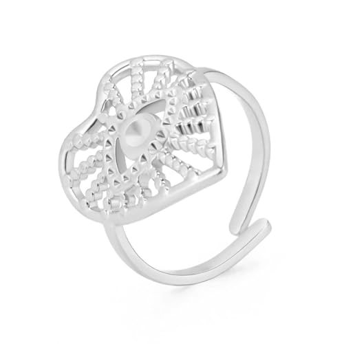Persönlichkeit Mode Edelstahl Frau Herz Brille Offener Ring Schmuck Luxus Persönlichkeit Mode Edelstahl Frau Herz Brille Offener Ring Schmuck Luxus von fycouyee