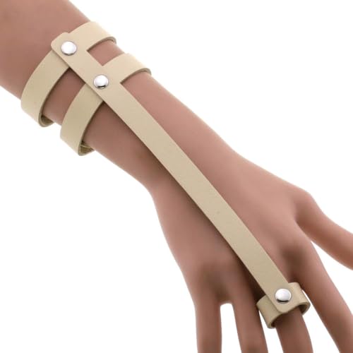 fycouyee Persönlichkeit PU Ring Armband Hand Punk Gothic Doppelreihe Armband von fycouyee