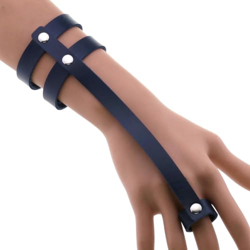 fycouyee Persönlichkeit PU Ring Armband Hand Punk Gothic Doppelreihe Armband von fycouyee