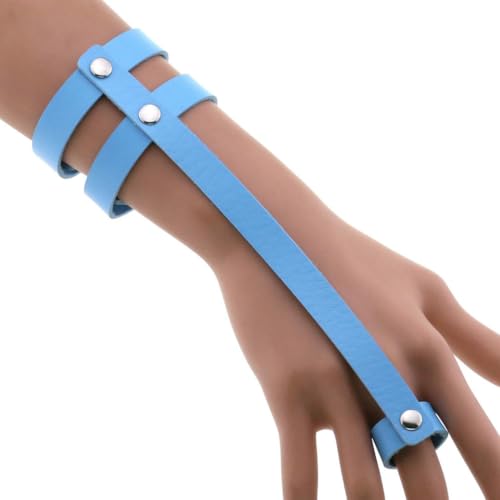 fycouyee Persönlichkeit PU Ring Armband Hand Punk Gothic Doppelreihe Armband von fycouyee