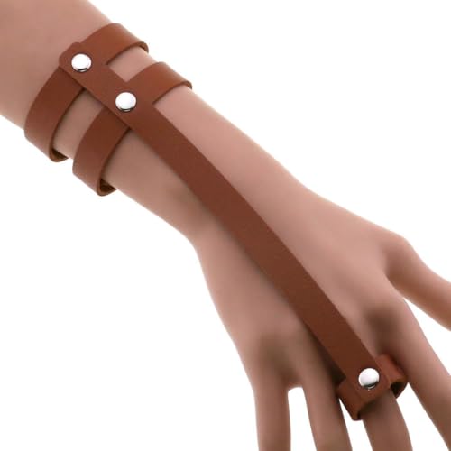 fycouyee Persönlichkeit PU Ring Armband Hand Punk Gothic Doppelreihe Armband fycouyee Persönlichkeit PU Ring Armband Hand Punk Gothic Doppelreihe Armband von fycouyee
