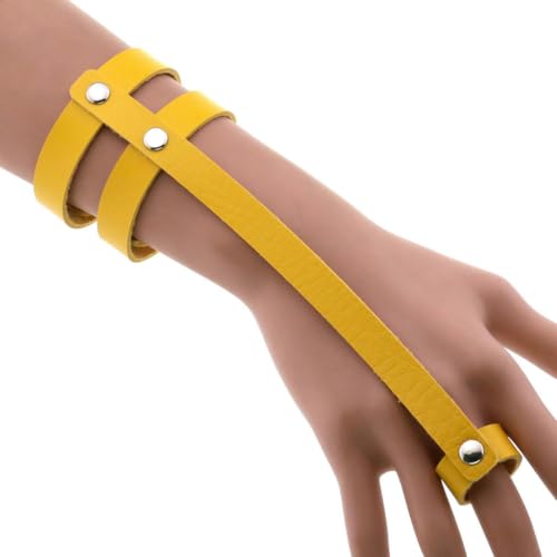 fycouyee Persönlichkeit PU Ring Armband Hand Punk Gothic Doppelreihe Armband von fycouyee