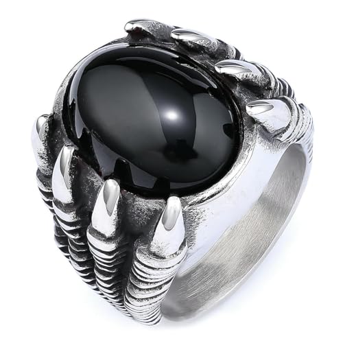 fycouyee Persönlichkeit Punk Gothic Vintage Drache Klaue Edelstein Mode Edelstahl Ring von fycouyee