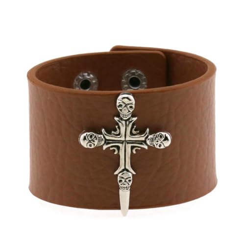 fycouyee Persönlichkeit Totenkopf Punk Goth Leder Kreuz Armband von fycouyee