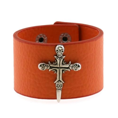 fycouyee Persönlichkeit Totenkopf Punk Goth Leder Kreuz Armband von fycouyee
