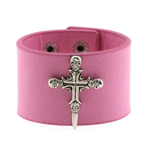 fycouyee Persönlichkeit Totenkopf Punk Goth Leder Kreuz Armband von fycouyee