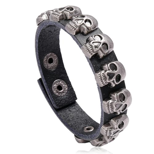 fycouyee Personalisierter Totenkopf Rindsleder Armband Hiphop Herren Geist Kopf Hand Accessoires von fycouyee