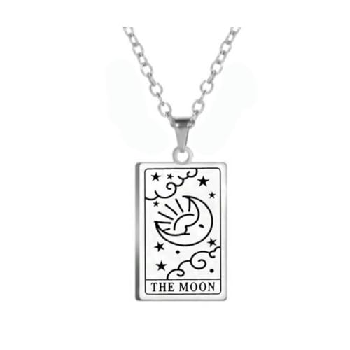 Personalisierter kreativer Anhänger Tarot Halskette Vintage Muster Halskette Edelstahl quadratischer Anhänger für Männer und Frauen von fycouyee