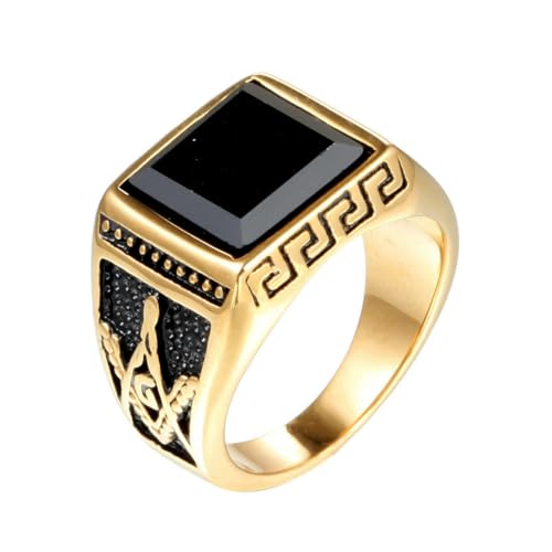 fycouyee Personality Masonic Men's Rings Vintage Gemstone Rings von fycouyee
