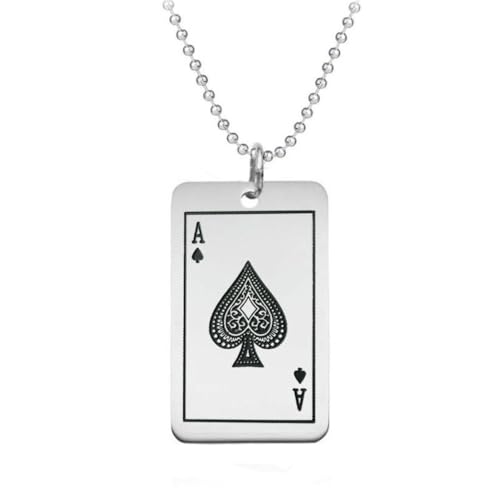 fycouyee Pik-Ass Spielkarte Edelstahl Schlüsselanhänger Titanstahl Halskette Anhänger kreativ Hipster von fycouyee