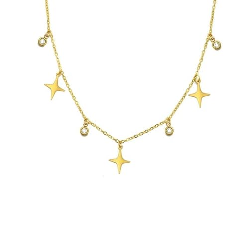 fycouyee Polaris Charm Halskette Edelstahl Schmuck Strass Anhänger Frau Schlüsselbein Kette von fycouyee