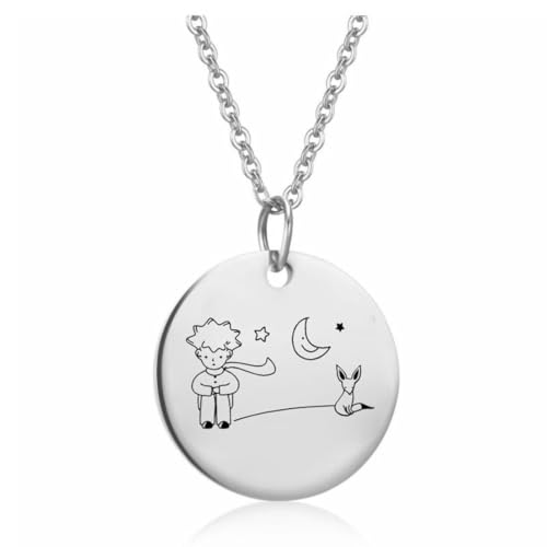 fycouyee Prinz Halskette Fuchs Edelstahl Halskette Märchen wandernder Fuchs Anhänger von fycouyee