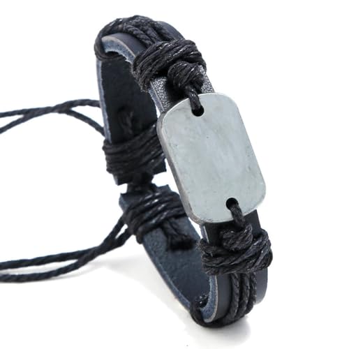 fycouyee Punk Herrenarmband Legierung Vintage Armband Leder gewebt von fycouyee