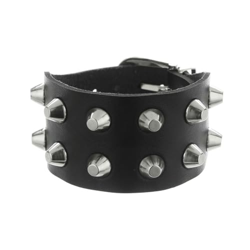 fycouyee Punk Metal Rock zweireihiges Nietenpaar PU Armband von fycouyee