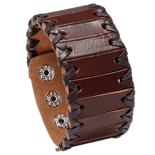 fycouyee Punk Ornamente Vintage handgewebte Rindsleder Armbänder mehrlagig von fycouyee