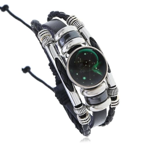 fycouyee Punk Perlen 12 Sternbild Kuhleder Armband Student Paar Armband von fycouyee