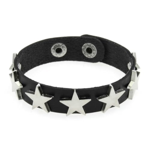 fycouyee Punk Stern Ohrstecker Armband Persönlichkeit PU Leder Stern Paar Hand Ornament von fycouyee
