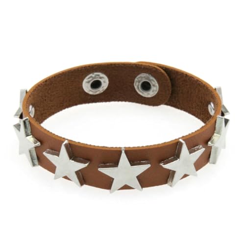 fycouyee Punk Stern Ohrstecker Armband Persönlichkeit PU Leder Stern Paar Hand Ornament von fycouyee