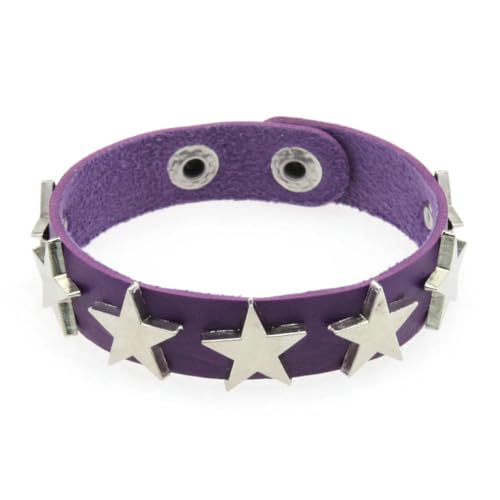 fycouyee Punk Stern Ohrstecker Armband Persönlichkeit PU Leder Stern Paar Hand Ornament von fycouyee