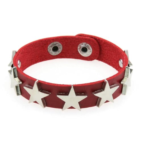 fycouyee Punk Stern Ohrstecker Armband Persönlichkeit PU Leder Stern Paar Hand Ornament von fycouyee
