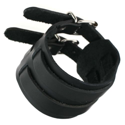 Punk Vintage Armbänder breite Rindsleder Doppelschnalle Armbänder für Männer und Frauen Punk Vintage Armbänder breite Rindsleder Doppelschnalle Armbänder für Männer und Frauen von fycouyee