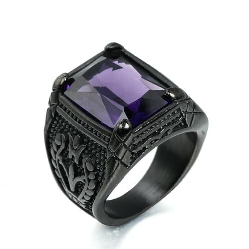 fycouyee Punk Vintage Edelstein Tulpe Muster Edelstahl Herrenring von fycouyee