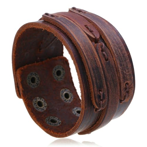 fycouyee Punk Vintage Punk Rindsleder Armband Herren Lederarmband von fycouyee
